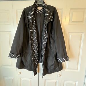 Plus A-Line Women’s lined Rain Coat size (3X) 34W - Black with Removable Hood!